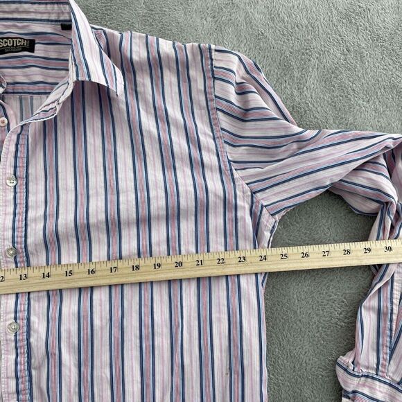 Scotch & Soda Mens XXL Striped Button-Up Shirt Pink & Blue 100% Cotton 4335 - Picture 7 of 9